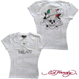 【セール】【送料無料】 エドハーディー レディース 半袖 Tシャツ 【200種類の品揃え】 Ed Hardy MILAN LOVE KILLS SLOWRY ラブキル　ホワイト ストーン エド・ハーディー 正規品 セレブ サファリ ファッション 雑誌 掲載 ブランド LAセレブ セレカジ ストリート ロック