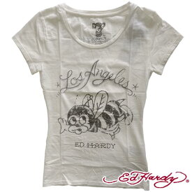 【セール】【送料無料】 エドハーディー レディース 半袖 Tシャツ 【200種類の品揃え】 Ed Hardy LOS ANGELES BEE 蜂 ホワイト エド・ハーディー 正規品 セレブ サファリ ファッション 雑誌 掲載 ブランド LAセレブ セレカジ ストリート ロック サーフ スタイル