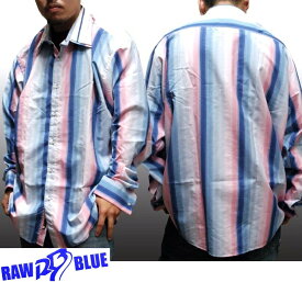 【大きいサイズ セール】 メンズ カジュアルシャツ ボタンシャツ ブルー RawBlue ws-7090bl ドレスシャツ 長袖 シャツ ブランド ファッション サロン系 ストリート ウェアー ヒップホップ スタイル HIPHOP B系 オーバーサイズ 服 大きいサイズ ウェア 2XL 3XL 2L 3L 4L