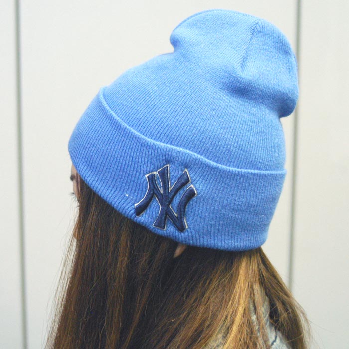 ニューエラ ニットキャップ NY ニューヨーク ヤンキース NEWERA メンズ 独特な レディース ビーニー ニット帽 ストリート ファッション 帽子  セール ライトブルー ヒップホップ スナップバック HIPHOP ブランド メジャーリーグ B系 MLB スタイル