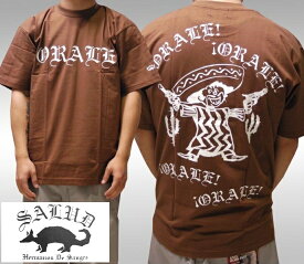 SALUD サルー メンズ Tシャツ ブラウン ORALE 018-3 ストリート ローライダー チカーノ ファッション ウェアー LA カジュアル スタイル ブランド ダックテイルズ シャネルズ ラッツ&スター クールス HIPHOP ヒップホップ B系 服 大きいサイズ セール 2L 2XL 3L 3XL 4L