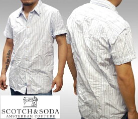 【セール】 スコッチ&ソーダ 【400種類の品揃え】 SCOTCH&SODA スコッチアンドソーダ メンズ 半袖 ストライプ シャツ ライトブルー サファリ ストライプシャツ ボタンシャツ インポート カジュアル ブランド ファッション 雑誌 掲載 ヴィンテージ ロンハーマン スタイル 088