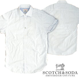 【セール】 スコッチ&ソーダ シャツ 【400種類の品揃え】 SCOTCH&SODA スコッチアンドソーダ メンズ 半袖 チェック シャツ ブルー サファリ シャツ ボタンシャツ カジュアル ブランド ファッション 雑誌 掲載 ヴィンテージ ロンハーマン セレブ スタイル 092