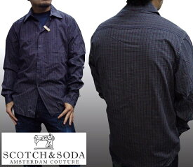 スコッチ&ソーダ スコッチアンドソーダ scotch&soda メンズ 長袖 シャツ チェック ネイビー イエロー レッド ダブルボタン トップス カジュアル サーフ セレブ ストリート ヨーロピアン ヴィンテージ Safari サファリ スタイル 掲載 ブランド 158