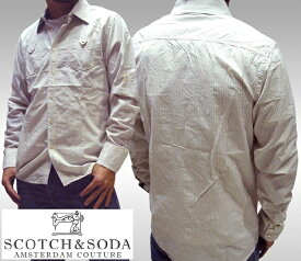 スコッチ&ソーダ スコッチアンドソーダ scotch&soda メンズ 長袖 シャツ ストライプ イエロー ブラック ダブルスナップボタン ロールアップ トップス カジュアル サーフ セレブ ストリート ヨーロピアン ヴィンテージ Safari サファリ スタイル 掲載 ブランド 226