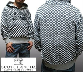 スコッチ&ソーダ スコッチアンドソーダ scotch&soda メンズ 長袖 パーカー ハーフボタン プルオーバー GIVE YOU MY LUCK ギンガムチェック グラデーション ブラック フーディー トップス カジュアル サーフ セレブ ストリート Safari サファリ スタイル 掲載 ブランド 315