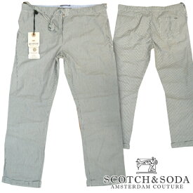 スコッチ&ソーダ スコッチアンドソーダ scotch&soda メンズ ワイド イージーパンツ ストライプ ウォッシュブラック ホワイト ズボン ボトムス カジュアル サーフ セレブ ストリート ヨーロピアン ヴィンテージ Safari サファリ スタイル 掲載 ブランド 042