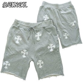 【送料無料】【セール】 SUXEL サクエル メンズ ハーフパンツ クロス グレー スウェット ショートパンツ パンツ スエット ショーツ 半ズボン ストリート ブランド HIPHOP ウェアー B系 服 ダンス ヒップホップ ファッション サーフ カジュアル ウェア セレカジ スタイル