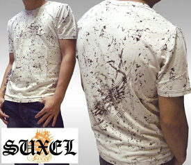 【送料無料】【セール】 サクエル SUXEL メンズ 総柄 ペイント風 Tシャツ ブラウン 411 フォーダブワン 雑誌 掲載 ブランド ストリート HIPHOP ウェアー B系 服 ダンス ヒップホップ ファッション サーフ セレブ カジュアル ウェア セレカジ スタイル