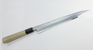 あさがや しんかい 柳刃包丁 刺身包丁 1尺 300mm 青紙1号鋼 ダマスカス 墨流し 八角水牛柄 (YB-21) Asagaya Shinkai Yanagiba Sashimi Kitchen Knife 30cm Aogami #1 Damascus Steel