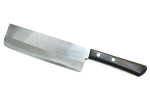 【刃物店の手砥ぎ仕上げ】 しんかい 菜切り包丁 鋼製 (はがね) 割込み 洋包丁柄 Shinkai Nakiri Kitchen Knife (Laminated Steel modern style handel)