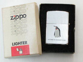 ビンテージZippo ペンギンのカートゥーン 英海軍の南極観測船 傷多い ポリッシュ仕上げ 1985年製未使用 箱付き (ZA-27)