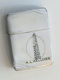 ビンテージZippo KLケロッグ社 (油井掘削企業) 4バレル メタリケ (メタルプレート貼り) ブラス製ケース 1940-1941年製 ケースはエクセレント インサートはほぼ未使用 【中古】 (RU-001) K,L,KELLOGG