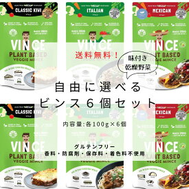 【送料無料】味付き乾燥野菜 ミックス 野菜のひき肉 ビンス 自由に味を選べる6個セット 100g 6個 約24食分