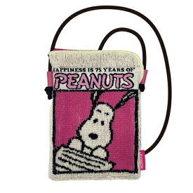 機能付きタオルポーチ　どっとポーチ スヌーピー ショルダーミニ 75thピンク BD　スヌーピー75周年限定デザイン