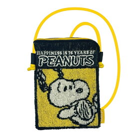 機能付きタオルポーチ　どっとポーチ スヌーピー ショルダーミニ 75thイエロー BD　スヌーピー75周年限定デザイン