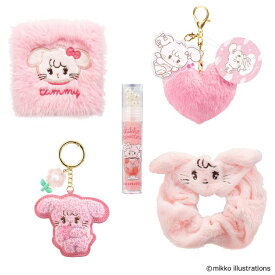 【5点セット】ミッコキャラクターズ キャミー ふわふわチーク&リップグロス&ふわふわキーホルダー&ワッペンキーホルダー&シュシュ