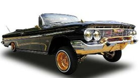 SUNSTAR 1/18 シボレー インパラ オープン コンバーチブル 1961 ローライダー ブラック (可動サスペンション付き) 完成品ダイキャストミニカー 2110