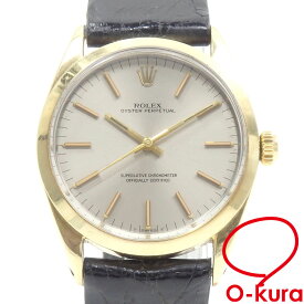 【中古】 ロレックス ROLEX オイスターパーペチュアル メンズ 1024 オートマ 1969年頃製 SS GP レザー 腕時計 自動巻き 革ベルト 社外ベルト 社外尾錠 アンティーク