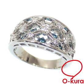 【中古】 ダイヤモンド リング レディース Pt900 17号 0.64ct/0.93ct 12.2g 指輪 プラチナ ブルーダイヤ