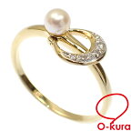 【中古】 パール ダイヤモンド リング レディース K18YG 8号 0.3ct 3mm 1.9g 指輪 750 18金 イエローゴールド 真珠