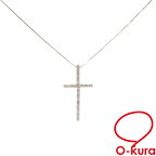 【中古】 ダイヤモンド クロス ネックレス レディース K18WG 0.50ct 3.8g 18金 ホワイトゴールド 750 十字架
