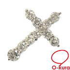 【中古】 ダイヤモンド クロス ペンダントトップ レディース K14WG 0.50ct 0.7g 14金 ホワイトゴールド 十字架 ペンダントヘッド