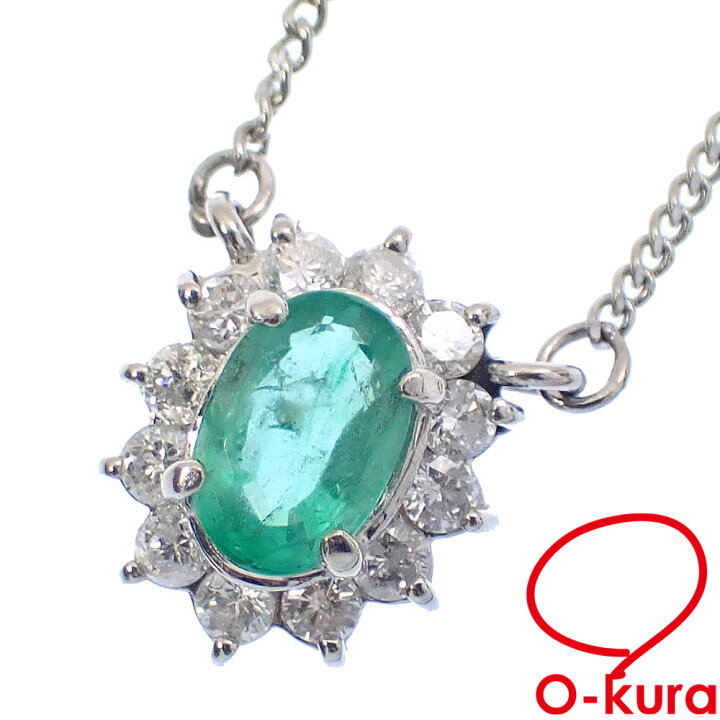 楽天市場】【中古】 エメラルド ダイヤモンド ネックレス レディース  