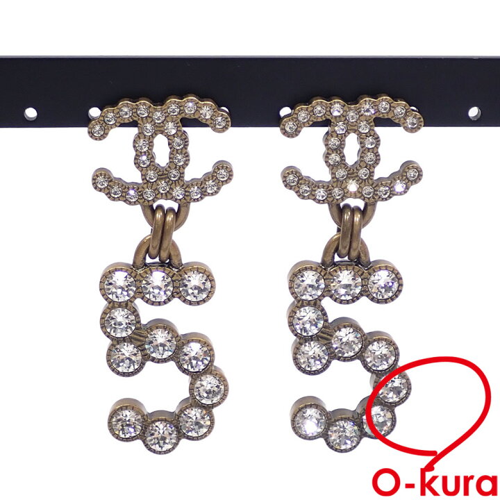 シャネル CHANEL ピアス ココマーク ラインストーン ゴールド B20