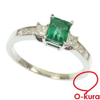 美品】エメラルドダイヤモンドリング0.24ct0.08ctプラチナ
