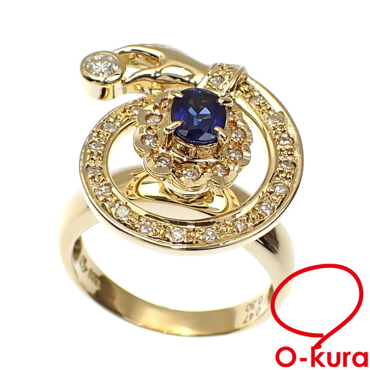 楽天市場】【中古】 サファイア ダイヤモンド リング レディース K18YG 