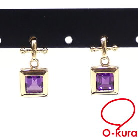 【中古】 アメジスト ピアス レディース K18YG 2.0g 18金 750 イエローゴールド