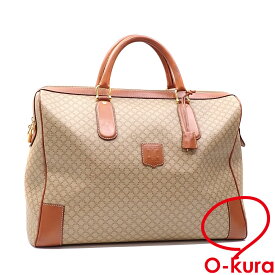 【中古】 セリーヌ ボストンバッグ ベージュ PVC レザー 旅行 トラベル ハンド マカダム レディース メンズ 男女兼用