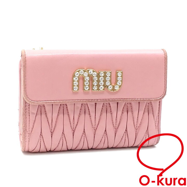 楽天市場】【中古】 ミュウミュウ 二つ折り 財布 レディース ピンク  