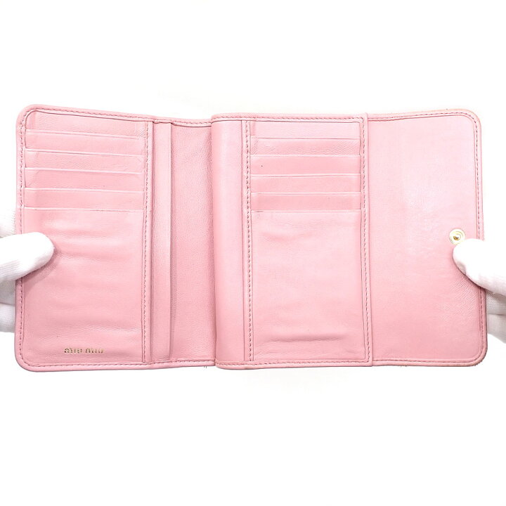 楽天市場】【中古】 ミュウミュウ 二つ折り 財布 レディース ピンク  