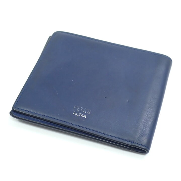 楽天市場】【中古】 フェンディ 二つ折り 札入れ メンズ ブルー 青  