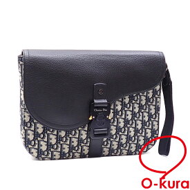 【中古】 ディオール サドル A5 ポーチ オブリーク メンズ ブラック ベージュ ジャカード グレインドカーフスキン 15-BO-1202 トロッター クラッチ セカンド