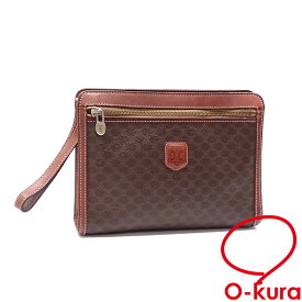 【中古】 セリーヌ クラッチバッグ メンズ ブラウン 茶色 PVC レザー セカンド マカダム