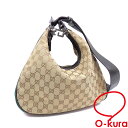 【中古】 グッチ ショルダーバッグ レディース ベージュ ブラウン GGキャンバス レザー 0013315 肩掛け シェリー ウェビングライン