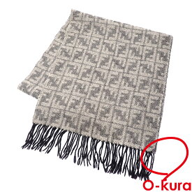 【中古】 フェンディ マフラー レディース ウール グレー フリンジ 古着 アパレル