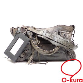 【中古】 バレンシアガ ザ ファースト ハンドバッグ レディース カーキ系 ヤギ革 2WAY ショルダー 肩掛け ミラー付き