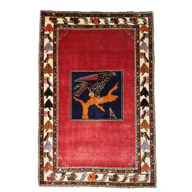 ギャッベ イラン製 210×138cm 手織り ウール100% 天然素材 草木染 トライバル 絨毯 じゅうたん ラグ マット カーペット ギャベ 赤 (品番:AL-4139）