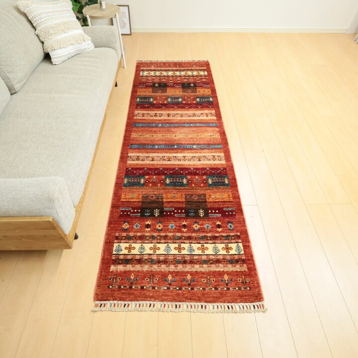 楽天市場】アフガニスタン製 リビングサイズ 245×80cm 手織り 天然 