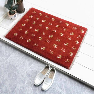 ギャッベ イラン製 88×65cm 玄関サイズ ウール100% 本物 イラン直輸入 手織り 天然素材 草木染 動物 植物 アクセントギャッベ インテリア小物 80 60 かわいい モダン ナチュラル 北欧 ラグ 机下