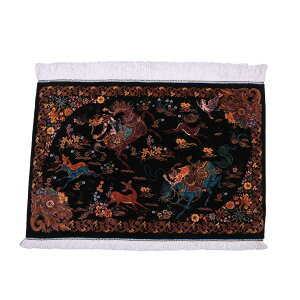 ペルシャ絨毯 イラン製 88×59cm 手織り 天然 シルク100% 長方形 草木染 高級 ナチュラル 北欧 ラグ 絨毯 マット ラグマット カーペット 床暖房対応 ホットカーペット対応 (FN-70278)