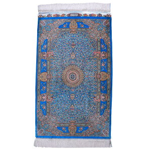 ペルシャ絨毯 イラン製 129×78cm 手織り 天然 シルク100% 長方形 草木染 高級 ナチュラル 北欧 ラグ 絨毯 マット ラグマット カーペット 床暖房対応 ホットカーペット対応 (FN-70330)