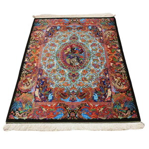 ペルシャ絨毯 イラン製 152×100cm 手織り 天然 シルク100% 長方形 草木染 高級 ナチュラル 北欧 ラグ 絨毯 マット ラグマット カーペット 床暖房対応 ホットカーペット対応 (FN-70353)