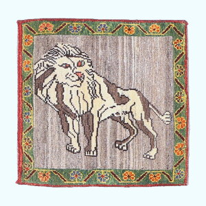 ギャッベ イラン製 リビングサイズ 64×62cm 手織り 天然 ウール100% 長方形 草木染 おしゃれ かわいい モダン ナチュラル 北欧 ラグ 絨毯 マット ラグマット カーペット ギャベ 床暖房対応 ホッ