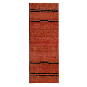 ギャッベ・ルリバフ イラン製152×55cm 手織り 最高級 天然 ウール100% 草木染 玄関マット 北欧 ラグ 絨毯 マット ラグマット 屋内 室内 ギャベ 床暖房対応 ホットカーペット対応 (HR-11137)