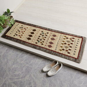 ギャッベ イラン製 リビングサイズ 146×50cm 手織り 天然 ウール100% 長方形 草木染 おしゃれ かわいい モダン ナチュラル 北欧 ラグ 絨毯 マット ラグマット ギャベ 床暖房対応 ホットカーペッ